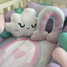 Cargar imagen en el visor de la galería, Juego de cuna con protector de barandal trenzado